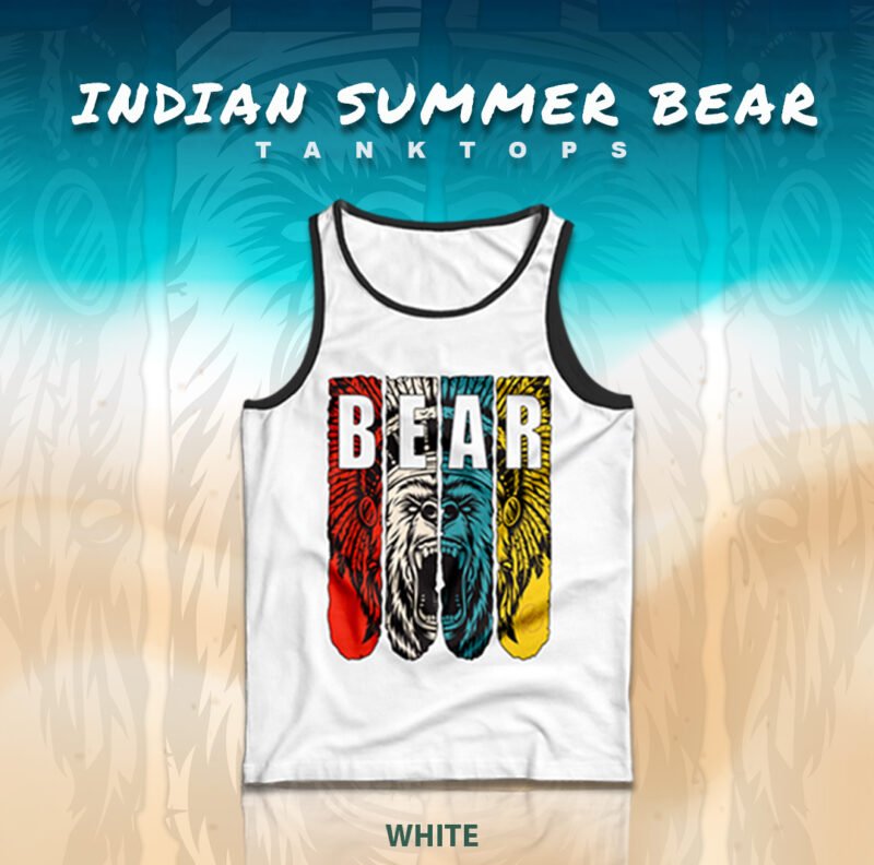 Indian Summer Bear TankTops White - Image 2