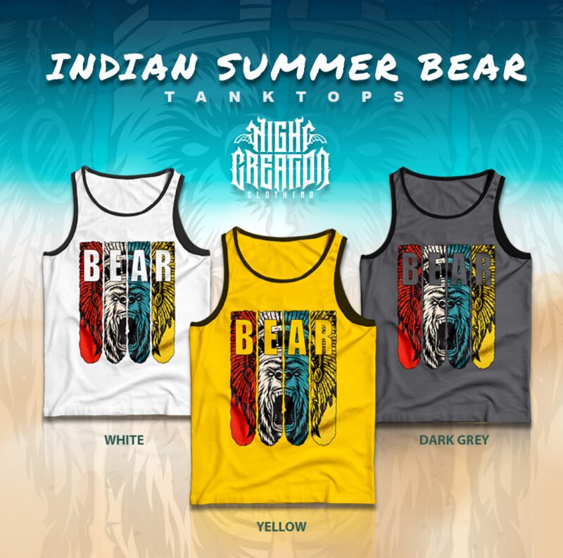 Indian Summer Bear TankTops Yellow - Image 4